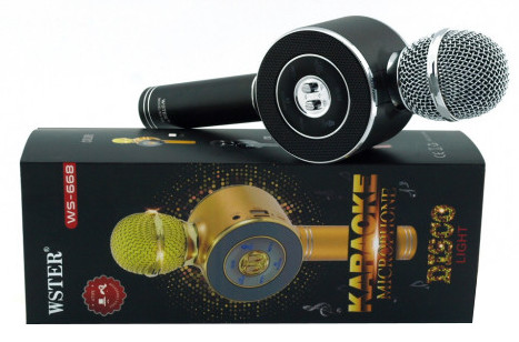 Wster WS-668 Bluetooth Karaoke Microphone with Disco Light
