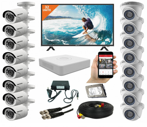 CCTV Package 16CH DVR 16PCS Camera 2TB HDD 32" Monitor