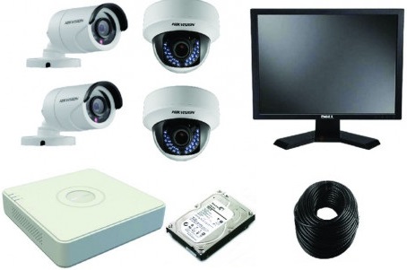 CCTV Package 4CH DVR 4-Pcs Camera 500HDD 17" Monitor